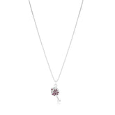 Colar Prata 925 Veneziana Pingente Taça Vinho Cravejada Roxo cristal