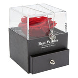 Colar com Rosa Eterna e Pingente “Eu Te Amo” em 100 Idiomas – Amor em Todos os Idiomas