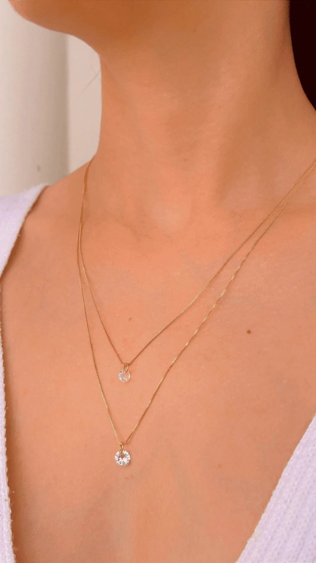 Colar Ouro 18k Duplo Veneziana Ponto de Luz