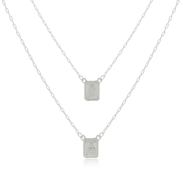 Escapulário Prata 925 Cartie Sagrado C. de Jesus e N.S Carmo