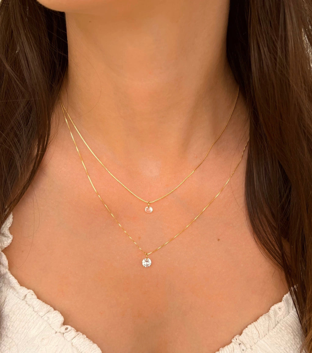 Colar Ouro 18k Duplo Veneziana Ponto de Luz