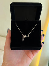 Colar Prata 925 Veneziana Meia Taça Vinho Cravejado Zircônia