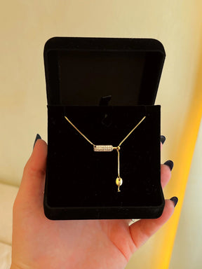 Colar Ouro 18k Veneziana Garrafa Cravejada e Taça Lisa
