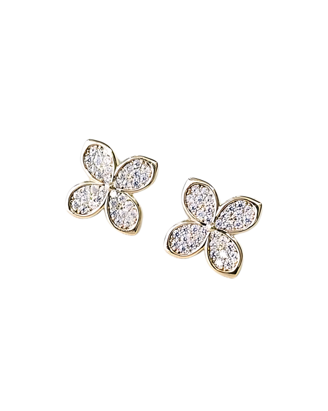 Brinco Flor 4 Pétalas Cravejadas